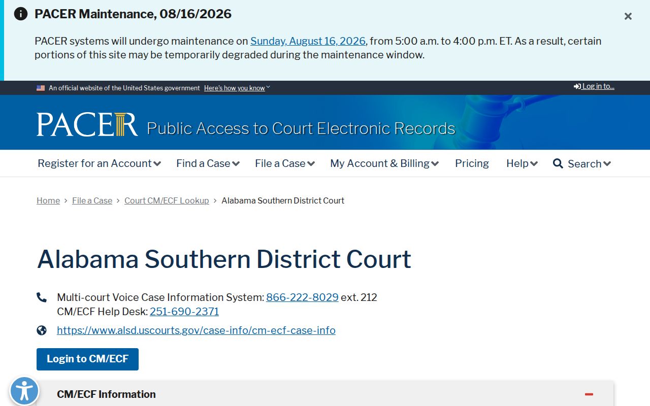 Jackson court docket scope compared with the Southern District PACER lookup