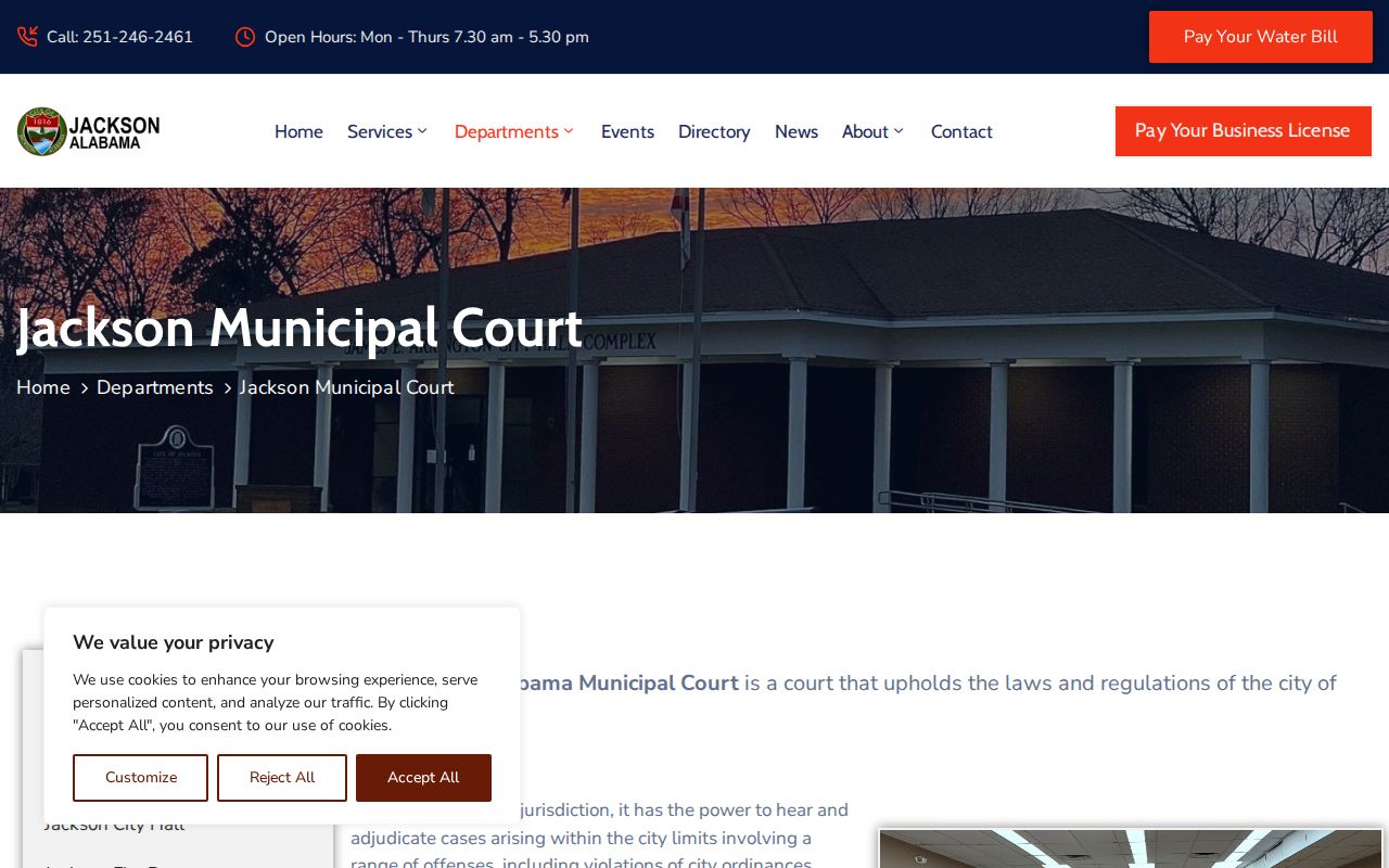 Clarke County traffic court records at Jackson Municipal Court